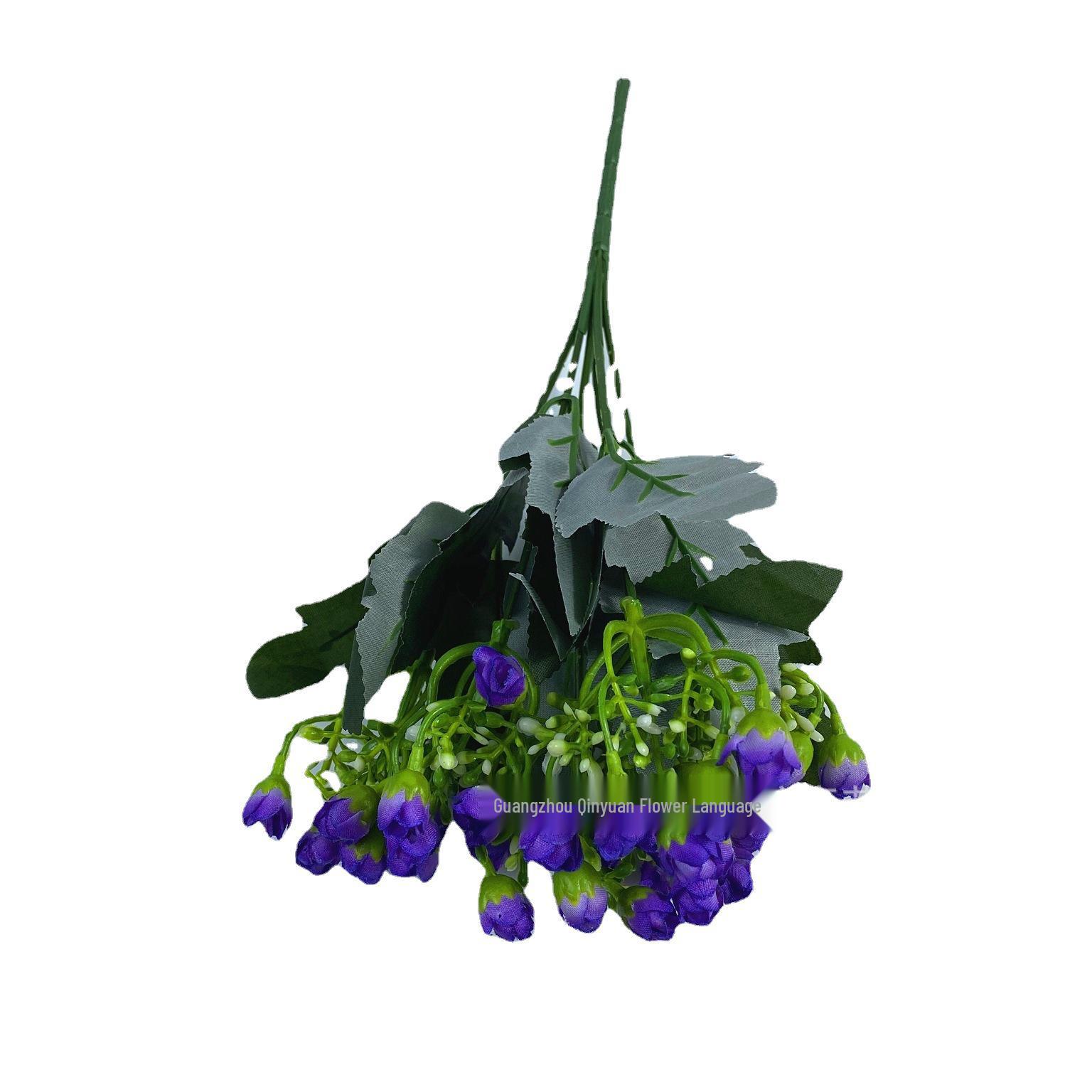 6-Prong Milan Rose Bud Artificial Flower Bouquet: 36 Simulated Rose Buds 30 cm розовый
