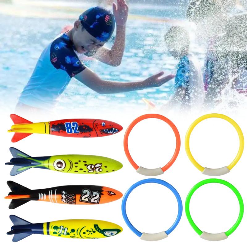 Rings Torpedoes Floating Swimming Pool Toys Dive Sticks Kids Game Gift Prop