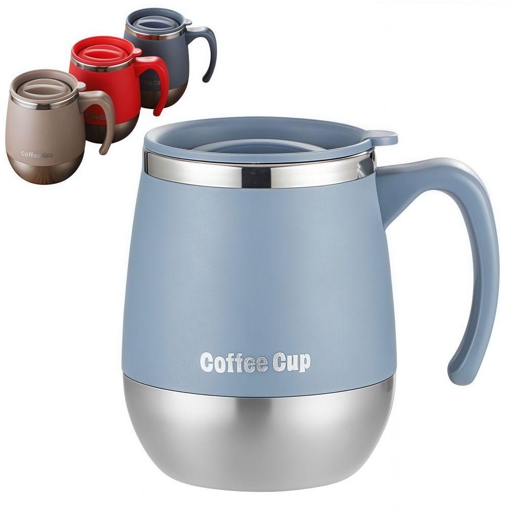 500ML Coffee Cup with Lid Water Cup Portable Thermal Cup  Heat Insulation