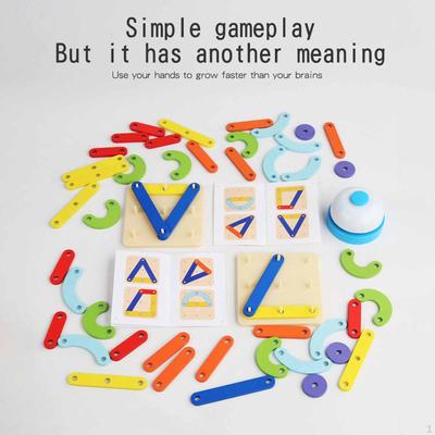 Manipulative Math Toy Wooden Geoboards Puzzles Brain Teaser Logical Letter Number Construction