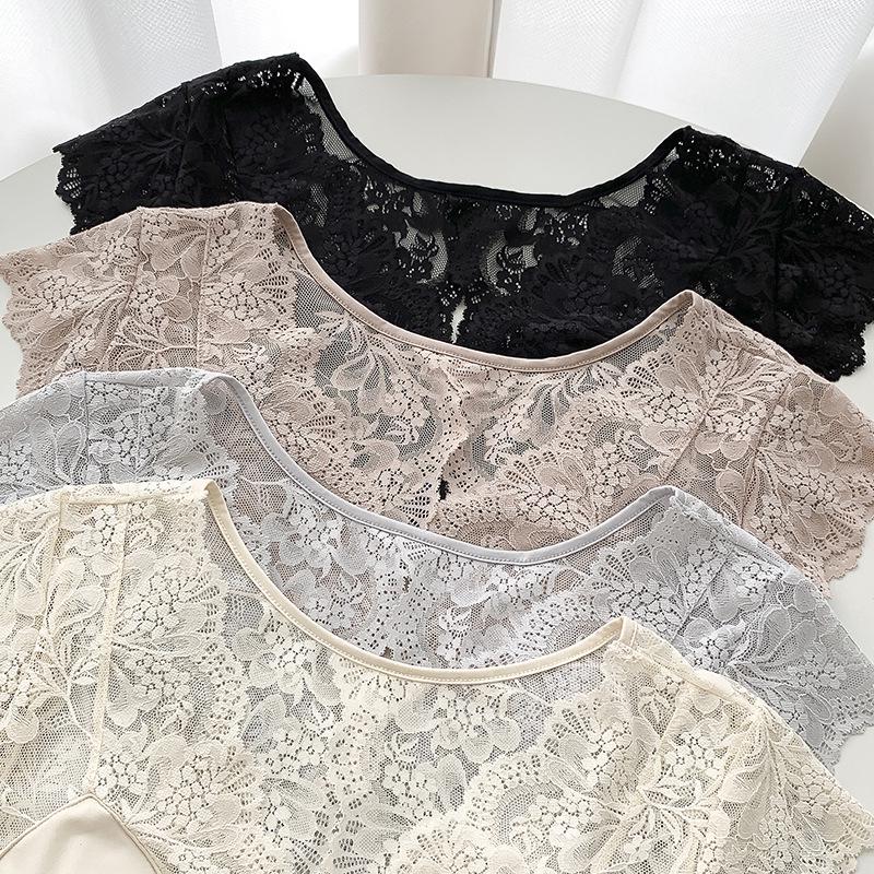 French Ice Silk Nightgown with Built-in Bra, Cool Silky Touch, Short Sleeve, Lightweight Home Wear, Sexy Pajamas