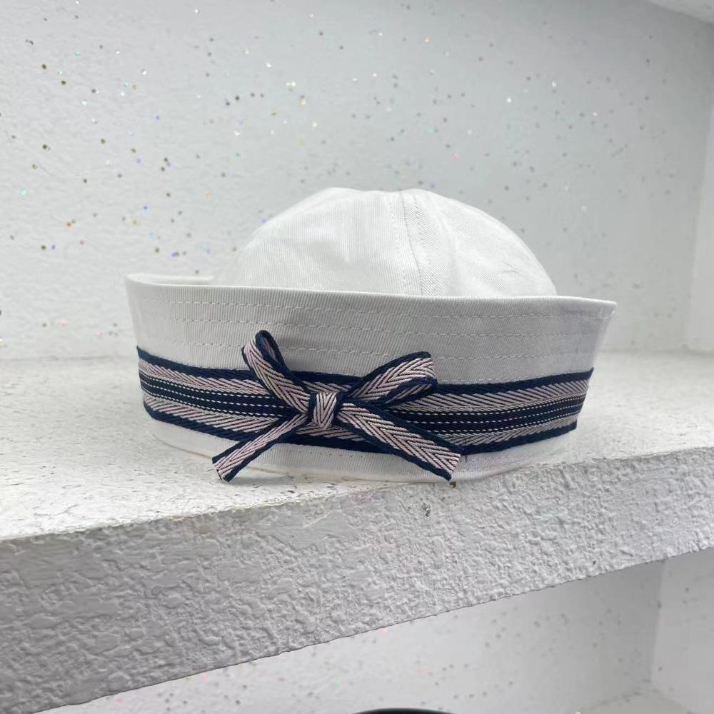 Japanese Women's Navy Hat Flip Brim Y2k Berets Fashion Bow Sailor Caps  Streetwear