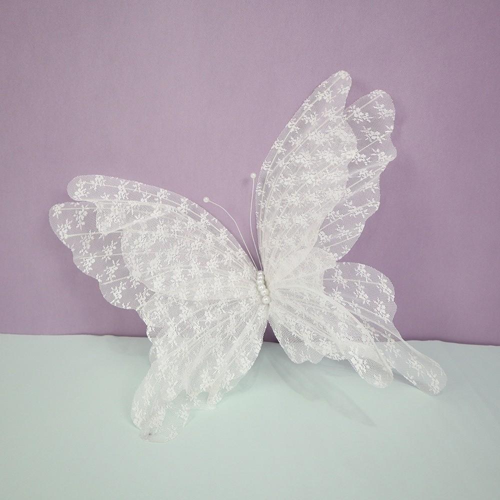 White Lace Organza Flower Decoration Artificial Yarn Faux Flower Artificial Gauze Flowers Giant Flower Handmade