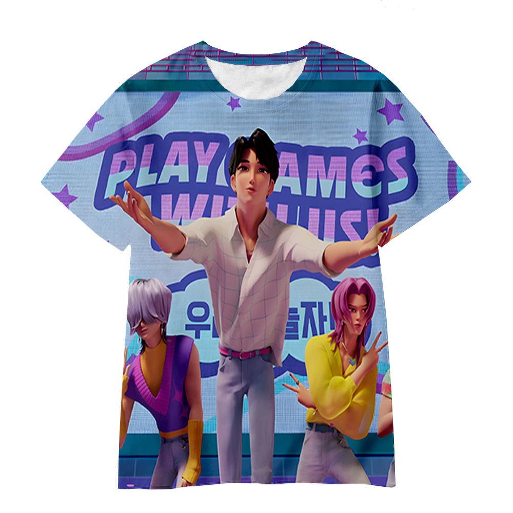 Новая K-POP футболка с 3D цифровым принтом в стиле Demon Slayer для девочек и мальчиков Свободный повседневный фасон детская одежда 160cm 1280₽