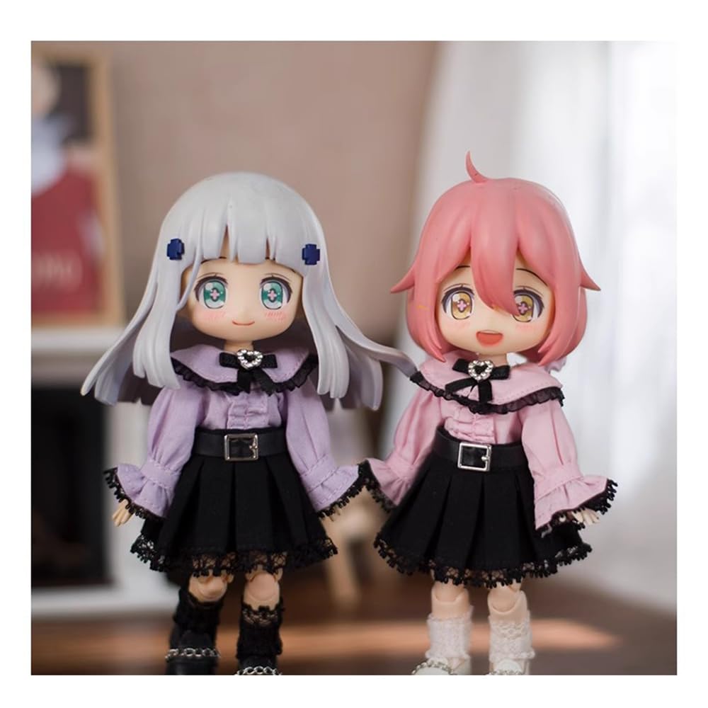 Obitsu 11 OB11 Size Outfit for Obitsu Doll 11cm Body: Landmine Style Lace Blouse, Skirt, and Lace Socks, Cute 3-Piece Set (Pink)