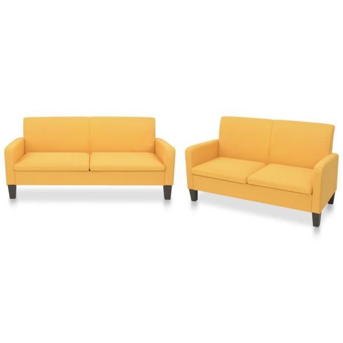 VidaXL Ensemble de canapés 2 pcs Tissu Jaune