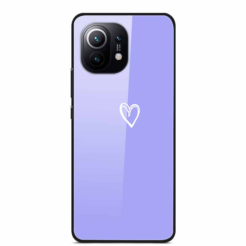 Glass Back Cover For Xiaomi 11 Lite 5G NE Case Soft Edge Hard Tempered Glass Case For Xiaomi Mi 11 Lite 5G NE Phone Case Coque