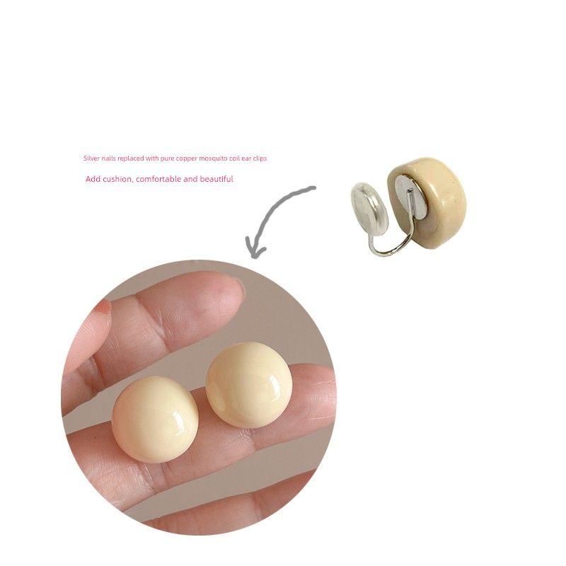 

Half Candy Color South Korea Minimalist Colorful Big Semicircle Stud Earrings Spring and Summer Multicolor Easiest for Match Mosquito Coil Ear Clip Milk white mosquito coil ear clip