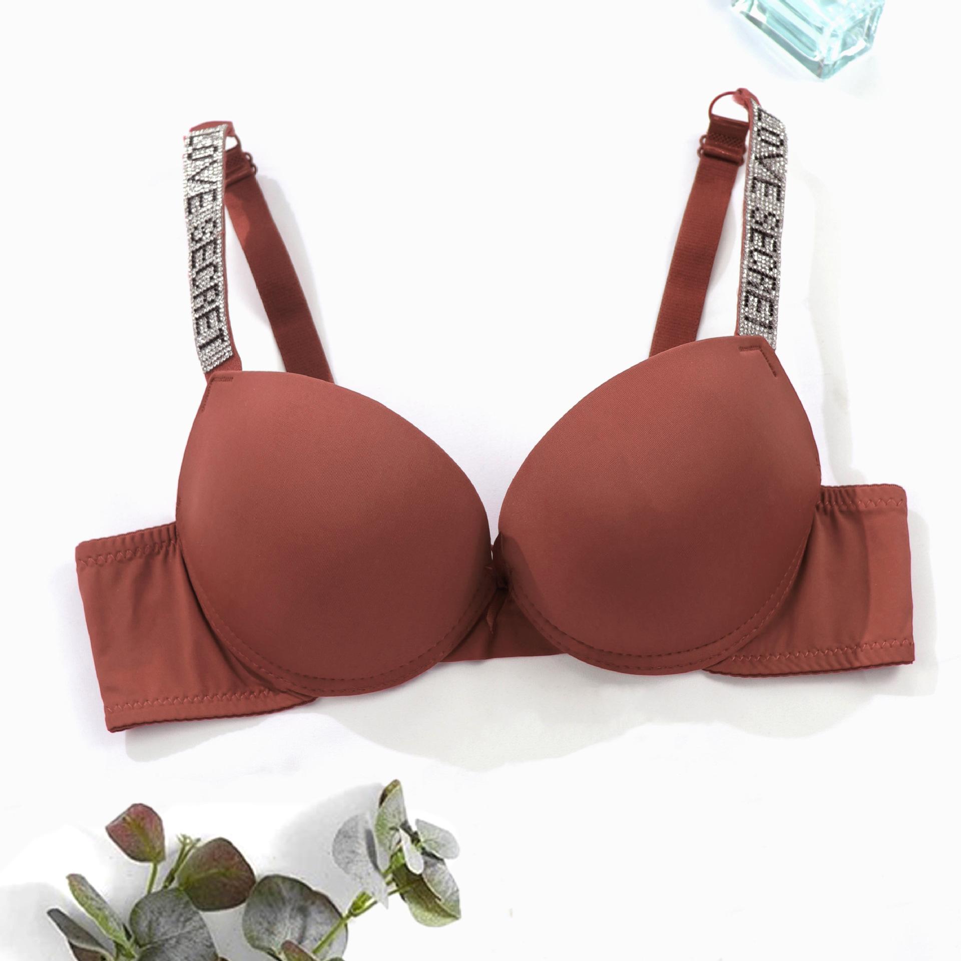 

Модное нижнее белье с бретельками Fashion Flash и бриллиантами, новый элитный стильный бюстгальтер, инкрустированный бриллиантами, верхняя поддержка, тонкий модный бюстгальтер 95B светло-коричневого