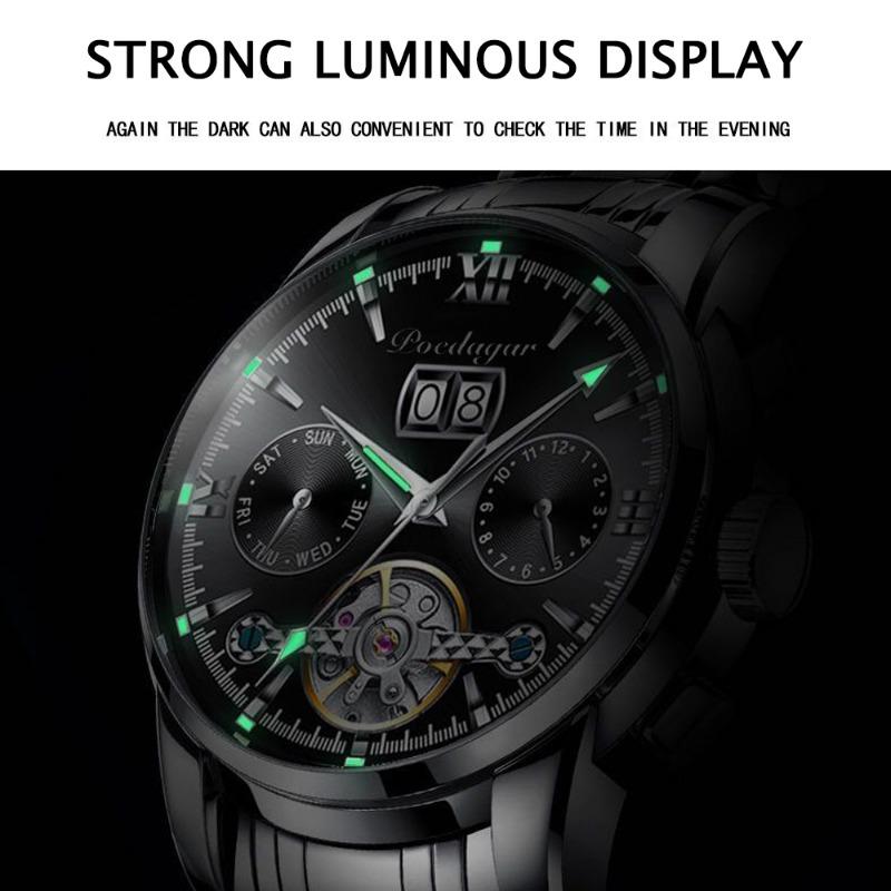 Top Brand Explosive Automatic Waterproof Men's Mechanical Watch Steel Hollow Men's Watch Multifunctional Luminous Fashion Watch