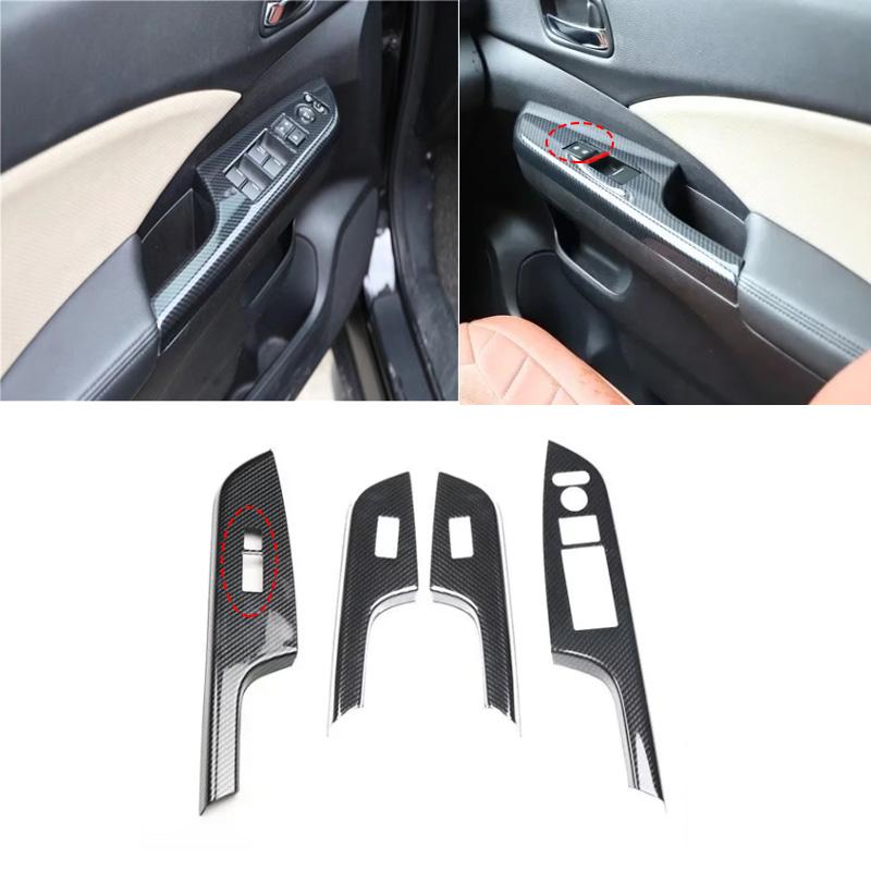 For Honda CRV CR-V 2012 2013 2014 2015 2016 ABS carbonfiber Car Armrest Door handle Window Glass Lift Switch Panel Cover Trim