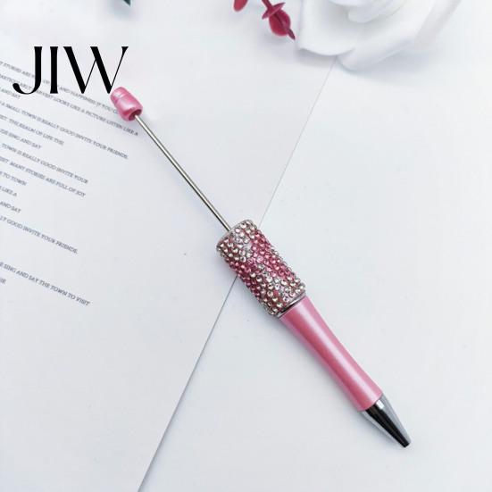 Gift for Women Diamond Beadable Pens, Bling Rhinestone Beaded DIY Plastic Bead Pen, Crystal Smooth Writing Experience Shaft Black Ink Ballpoint