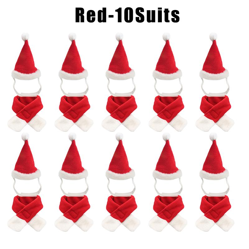 Cat Christmas Hat Scarf Set Festive Pet Costume for Small Animals Holiday Photo Props Cute Kitty Apparel Christmas Party Outfit
