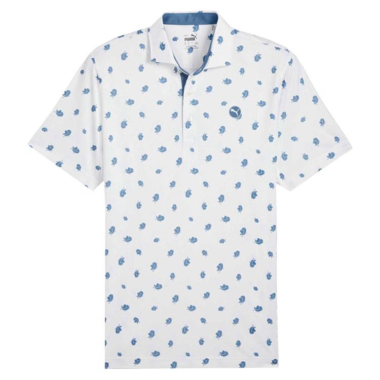 

Puma All-Over Print Breathable Comfortable Durable Lightweight Short Sleeve Polo Shirt Men tops White 626994-02 M