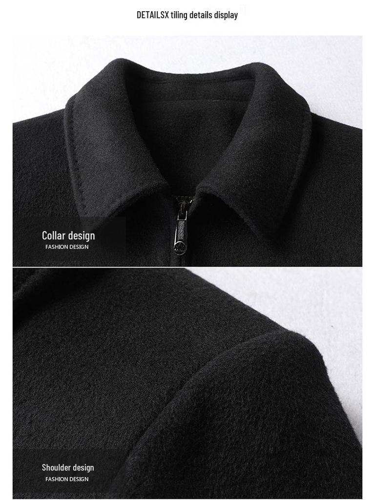 Men's Wool Blend Lapel Jacket for Middle-Aged and Elderly - Spring/Autumn Casual Outerwear