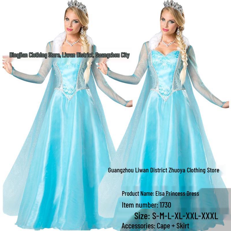 

Elsa Frozen Adult Halloween Costume Dress Extra Large синій