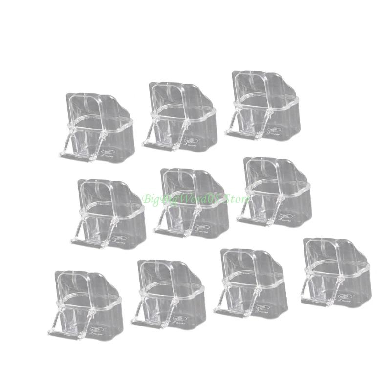24TE 10Pcs/Set Transparent Bird Feeding Box Dispenser Parrots Feeder with Stable Construction Antisplash Design