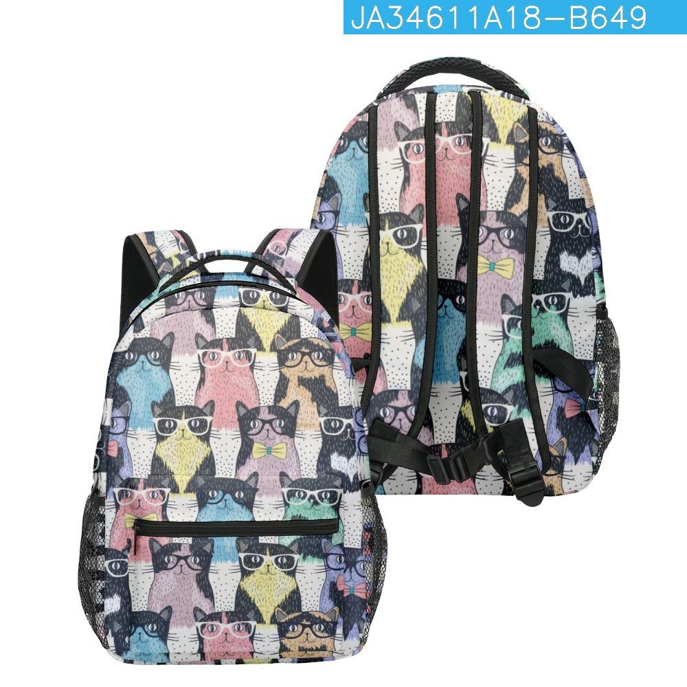 Trendy Kpop Youthful School Bags Unisex Cats Travel Bags 3D Print Oxford Waterproof Notebook Shoulder Backpacks