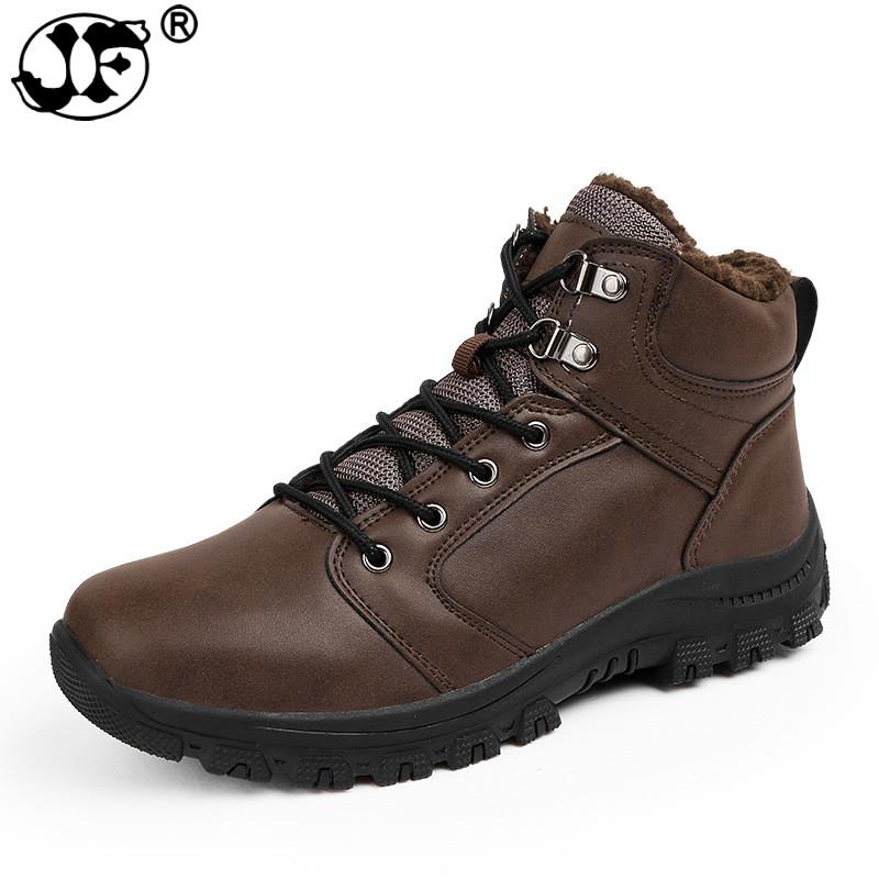 Winter Men Boots Short Plush 2018 Shoes Men PU Snow Boots Rubber Ankle Botas Fashion Leather Snow Shoes Lace Up Warm