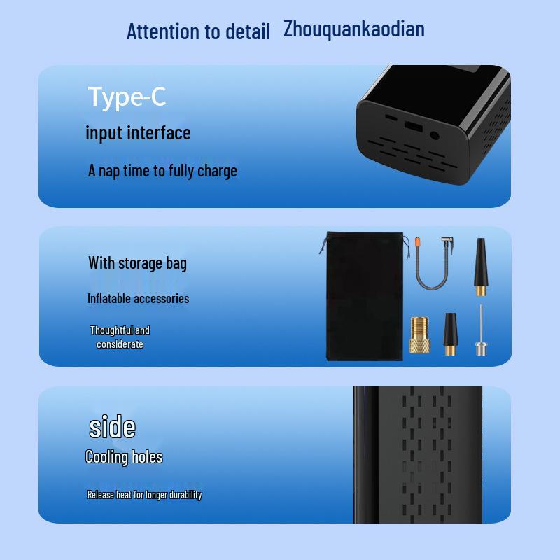Multifunctional 12V Wireless Portable Car Jump Starter & Air Pump