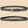 Cintura Punk Moda con Occhielli a Stella Vuota, Classica Fibbia ad Ardiglione Cintura Jeans Designer per Donna, Trendy Streetwear Cintura All-match