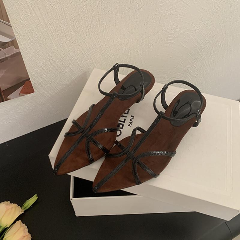 

Fashion Bailamos Summer New Women Sandals Fashion Narrow Band Ladies Gladiator Shoes Thin Low Heel Ankle Strap Dress Party Shoes Mujer 39 чёрный