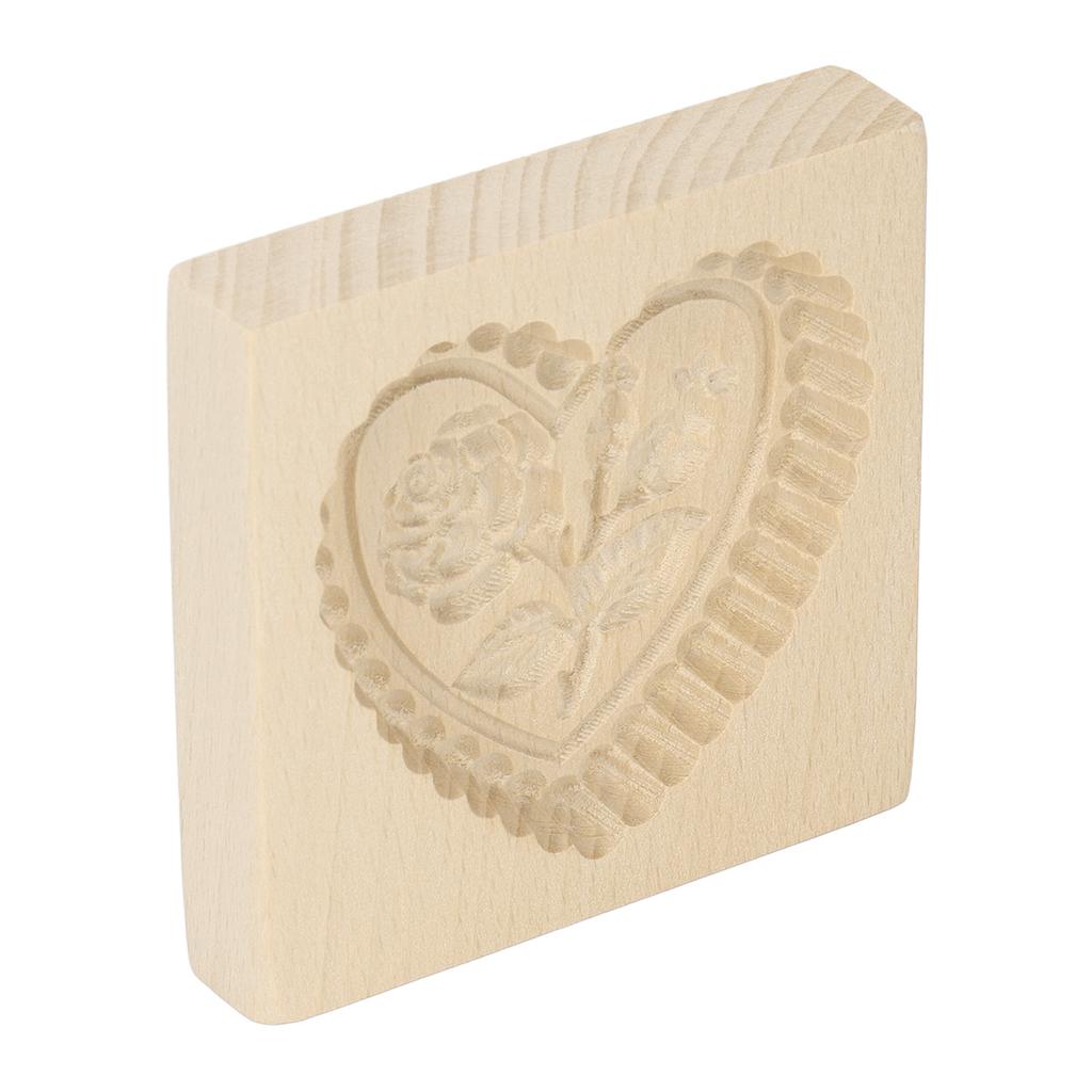 Ausstechform aus Holz, leicht zu lösen, wiederverwendbar, abwaschbar, mit geschnitztem Herzmotiv, ideal zum Backen in der Küche.
