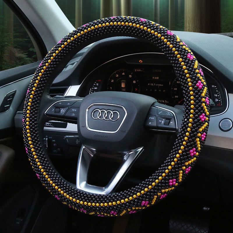 Golden Bead Wooden Bead Series Handwoven Non-slip Steering Wheel Cover