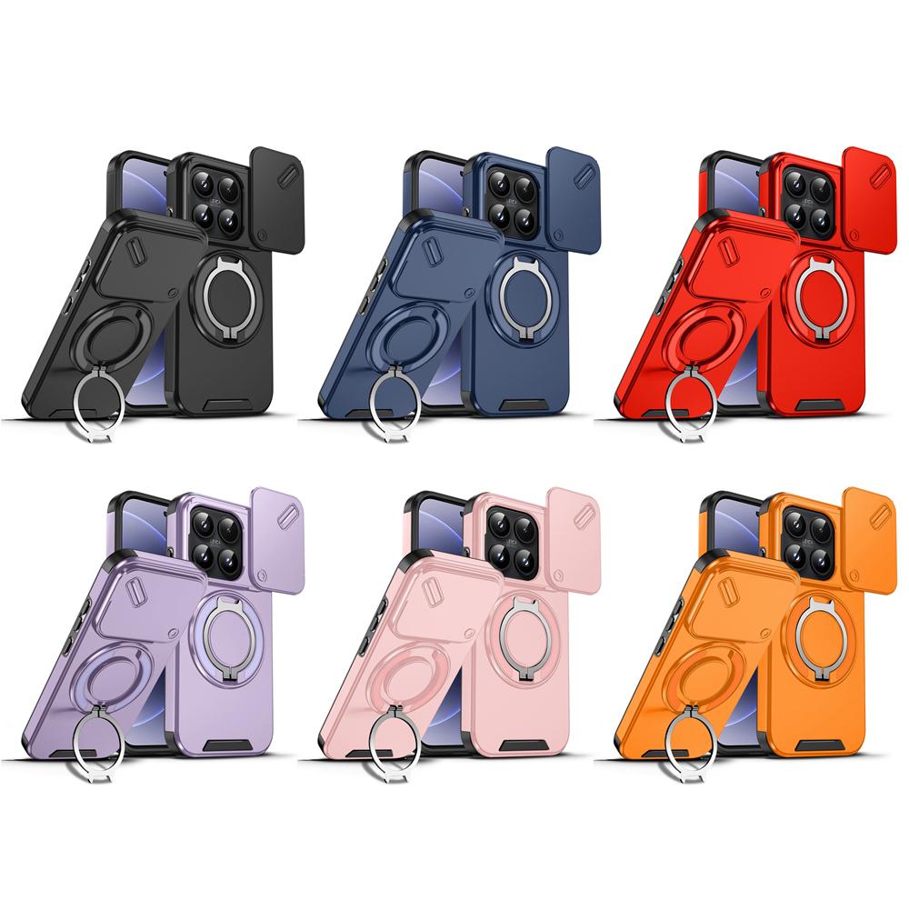 KEYSION 360° Rotating Ring Stand Phone Case for Xiaomi 17 Slide Camera Protection Magnetic Shockproof Back Cover for Xiaomi 17