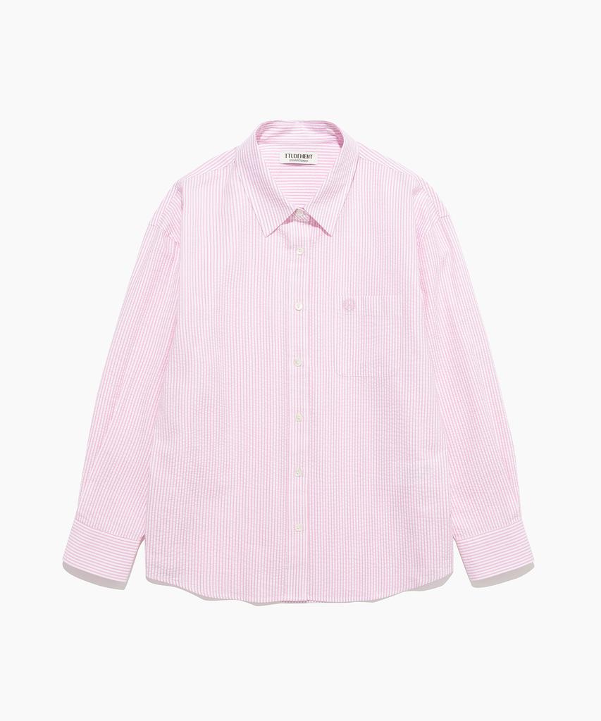 Tudment (Seersucker) Classic Stripe Shirt Pink