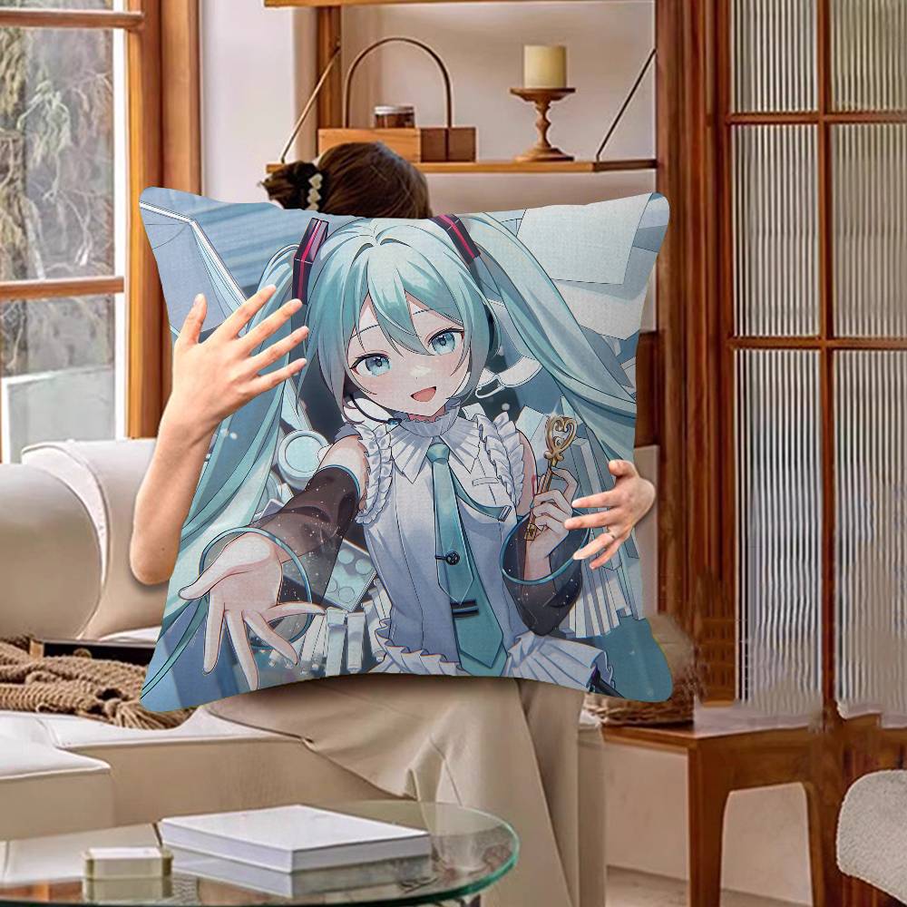 Japanese H-Hatsunes Girl Mikus Pillow Cover Sofa Cushion Cover Home Room Decoration Children Gift