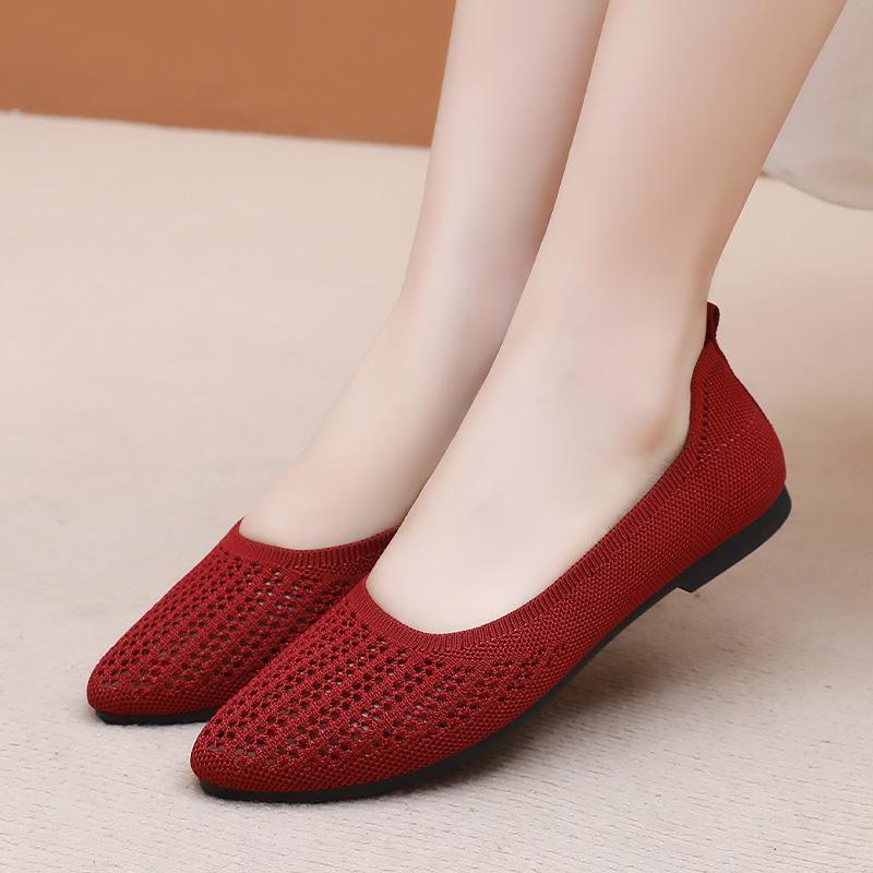 Women's Soft Sole Knitted Loafers Lightweight Non Slip Flat Slip On Shoes Woman Comfortable Breathable Casual Walking Shoes