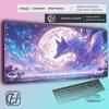 HYBXAXC Mouse Pad Anime Fox Gamer Pink Purple Star Large Gaming Mousepad Table Accessories Nonslip Mausepad Kawaii Desk Mat