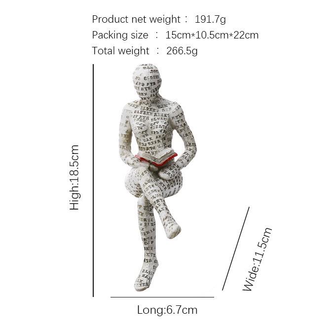 Reading Woman Resin Figurine - Creative Bookshelf and Home Study Decoration Ornament