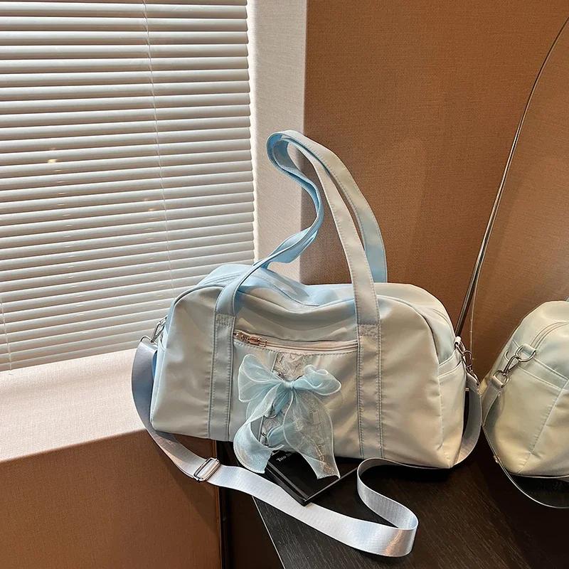 Umhängetaschen für Pendlerinnen Schultertasche Nylon Große Kapazität Nähfaden Schleife Reißverschluss Damen Schultertaschen