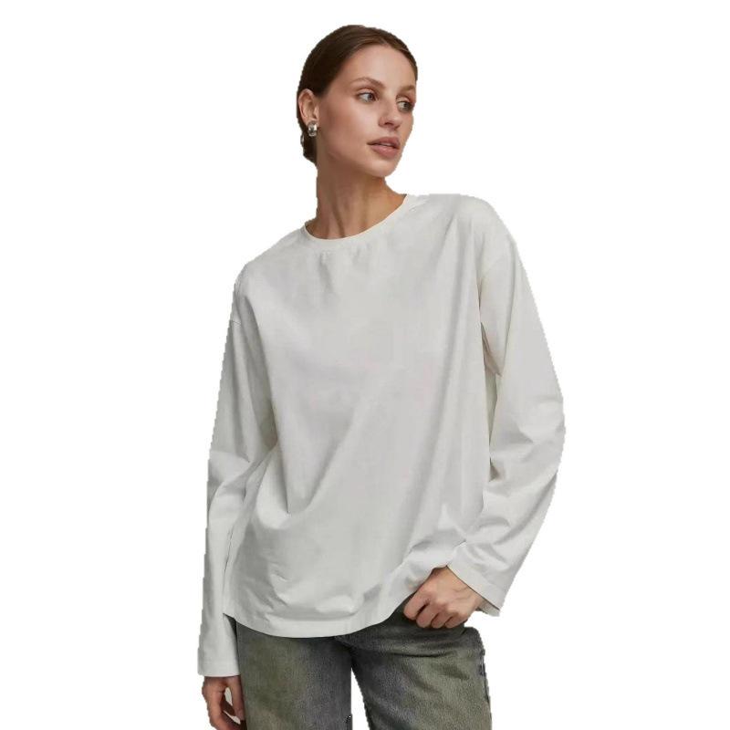 Trendy 2025 Spring Mid-Length Retro Print Cotton Long-Sleeve T-Shirt