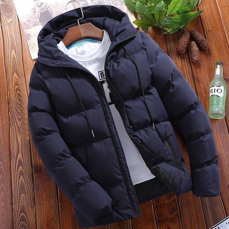 

Casual Fashion Winter New Solid Color Large Size Hooded Cotton-padded Coat Men 6XL