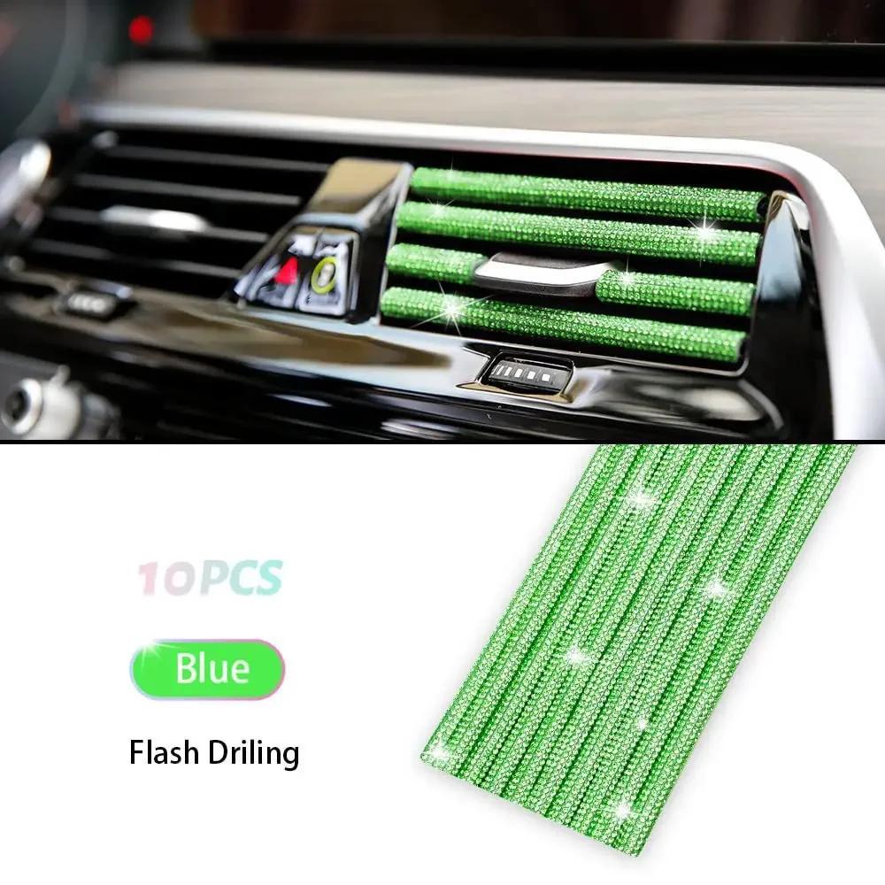10Pcs Car Air Conditioner Outlet Decorative Strips Wholesale Colorful Diamond U Shape Rhinestone Clip Sticker Auto Accessories