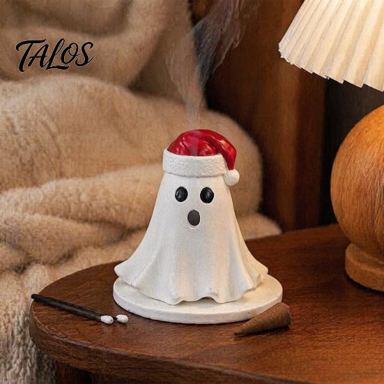 Ghost Incense Burner Resin Burner, Christmas Hat Holder, with Yoga Studio Decor Cones, Cone Holder for Room Home Halloween Gifts Lovers
