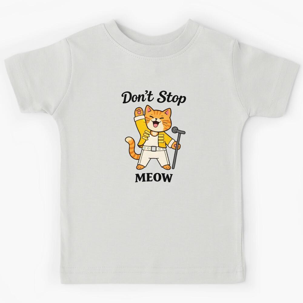 Funny Cat Rock Star Singer Meow Music Tee Kids T-Shirt 150