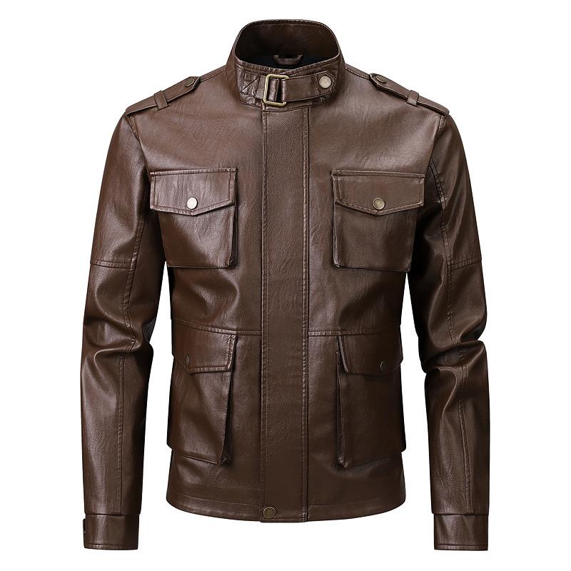 Leather Jacket Men's Casual Jacket Korean Version Slim Fit Spring Autumn Motorcycle Jacket