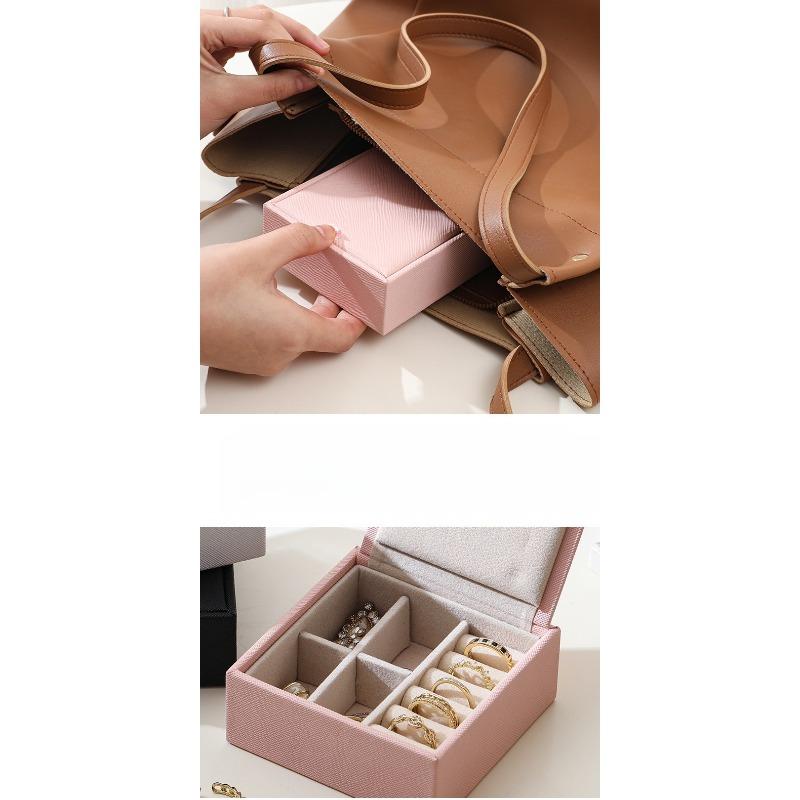 Minimalist Vintage Jewelry Organizer - Portable Travel Box with Display for Earrings Necklaces Rings & Accessories