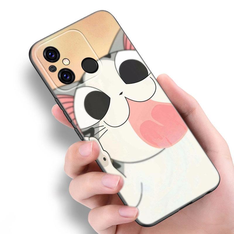 Cute Kawaii Cat Black Case For Xiaomi Redmi 11 Prime 11A 12C 13C A1 A2 Plus A3 12 4G 10 13R 5G 9A 10A 9C 10C 9i 12R Note 9T