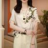 Summer Women's Solid Colors O-Neck Short Sleeve Loose Thin Chiffon Pullovers Printed Trendy Comfortable Commute Tops