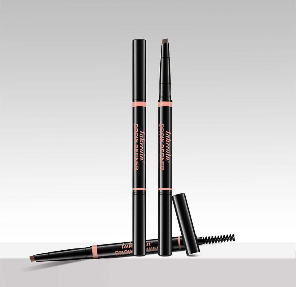 Lápiz de Cejas 2 en 1 Impermeable y Larga Duración Color Natural Forma de Cejas Contorno Preciso Punta de Lápiz en Forma Triangular Lápiz de Cejas