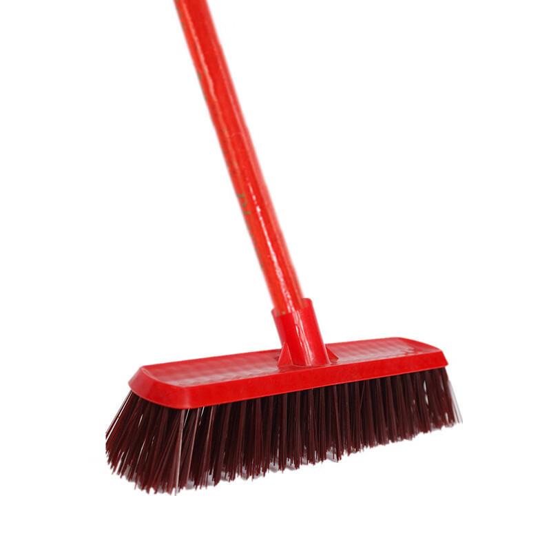 Hard Bristle Angled Floor Brush with Long Wooden Handle