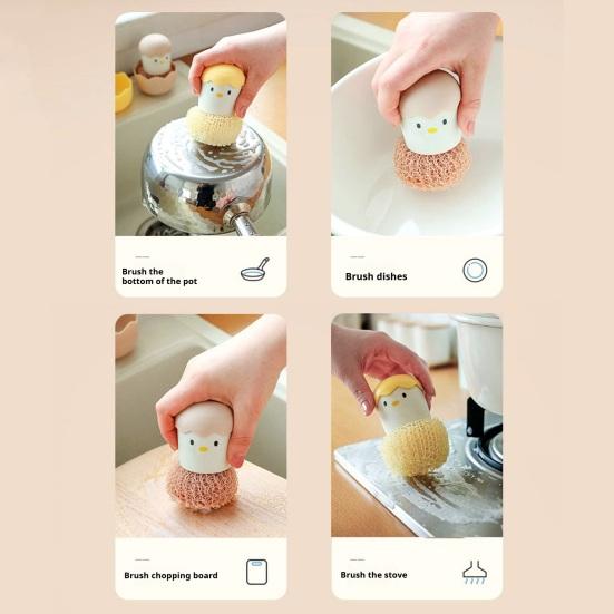 Cleaning Brush Easter Chicken Handle Non-Scratch Cleaning Ball Removable Scrubber Ergonomic Grip Kitchen Stove Sink Brush