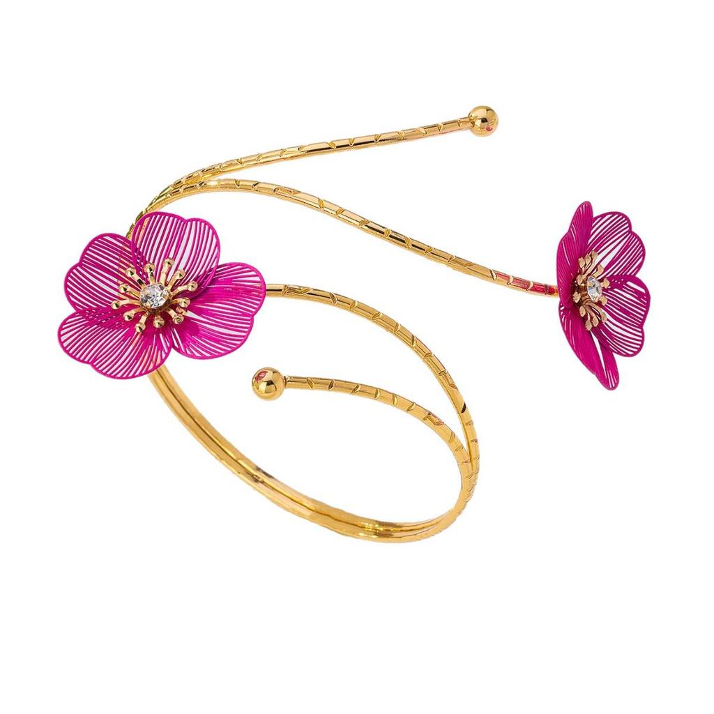 Elegant European & American Drip Oil Flower Earrings & Armlet Set
