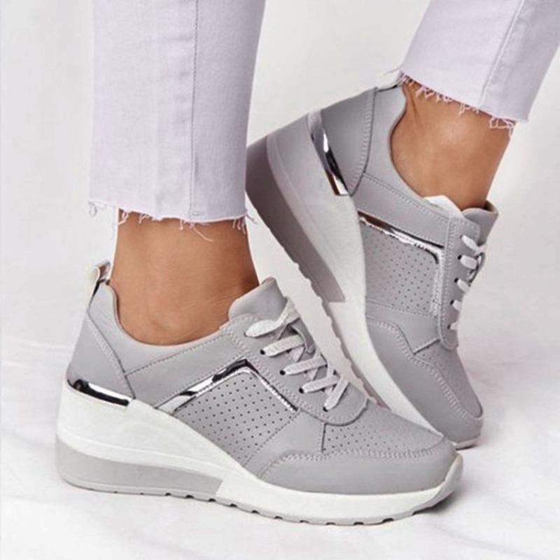Women's Summer Thick-Soled Lace-Up Mesh Casual Sports Shoes, European Style, Available In Large Sizes.
