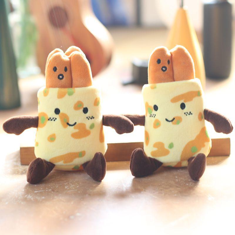 Cute Cute Pancake Fruit Pendant Plush Toy Doll Fried Dough Stick Bag Hanging Keychain Doll Doll